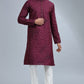 Wine Embroidered Kurta Set