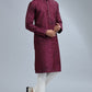Wine Embroidered Kurta Set