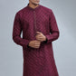 Wine Embroidered Kurta Set