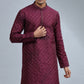 Wine Embroidered Kurta Set