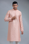 Peach Embroidered Kurta Set