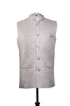Pink Self-Pattern Print Nehru Jacket