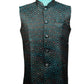 Teal Printed Nehru Jacket