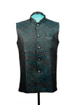 Teal Printed Nehru Jacket