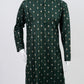 Forest Green Palm Print Kurta Set