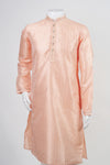 Melon Peach Jacquard Kurta Set