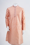 Salmon Pink Self-print Kurta Set