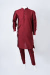 Red Plain Kurta Set