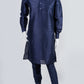 Navy Blue Plain Kurta Set