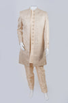 Biscuit Brown Octagon Patterned Sherwani
