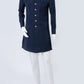 Royal Blue Patterned Sherwani Set