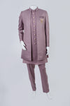 Lilac Purple Patterned Indo-Western Set