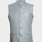 Blue Self-Pattern Print Nehru Jacket