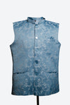 Blue Embroidered Nehru Jacket