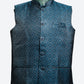 Dark Green Flower Pattern Nehru Jacket