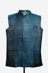 Dark Green Flower Pattern Nehru Jacket