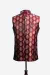 Royal Red and Gold Print Nehru Jacket