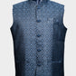 Sapphire Blue Flower Pattern Nehru Jacket