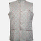Cream & Pink Patterned Nehru Jacket