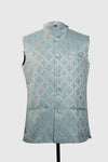 Blue Patterned Nehru Jacket